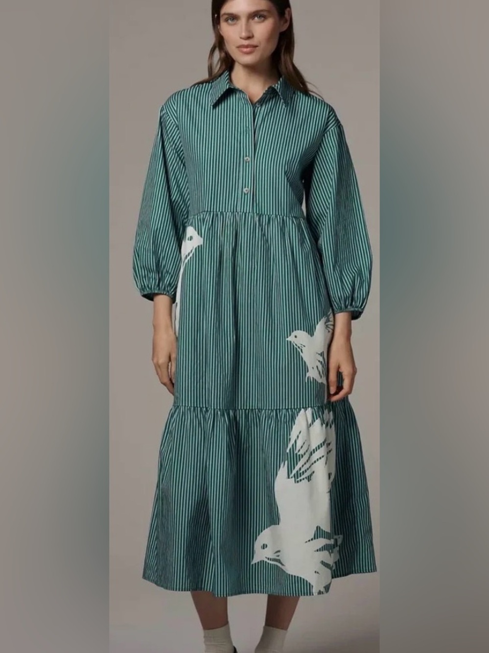 Anthropologie Maeve Bettina Cotton Midi Shirt Dress. NWOT. LP.